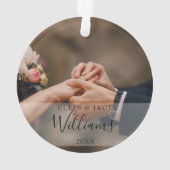 Eerste Kerstmis als Mr & Mrs Name 2 Foto's Ornament (achterkant)