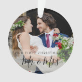 Eerste Kerstmis als Mr & Mrs Name 2 Foto's Ornament (voorkant)