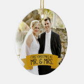 Eerste Kerstmis als Mr. & Mrs Photo Ceramic Gold Keramisch Ornament (Rechts)
