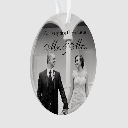 Eerste Kerstmis als Mr. & Mrs Photo Ornament (voorkant)