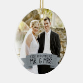Eerste Kerstmis als Mr. & Mrs Photo Silver Grey Keramisch Ornament (Rechts)