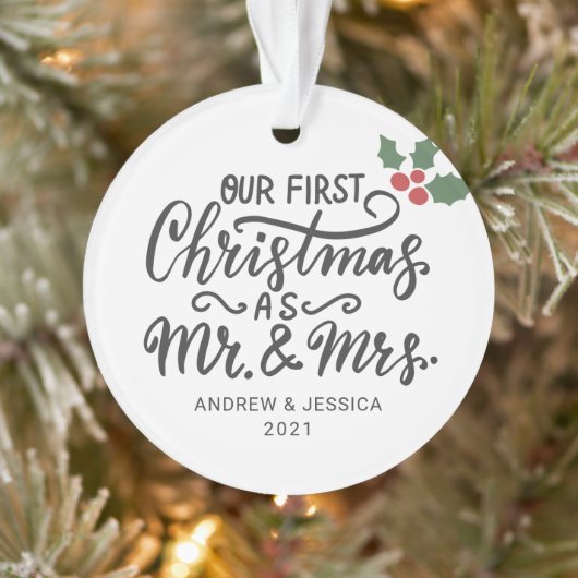 Eerste Kerstmis als Mr. & Mrs. - Script | Weddensc Ornament (Boom)