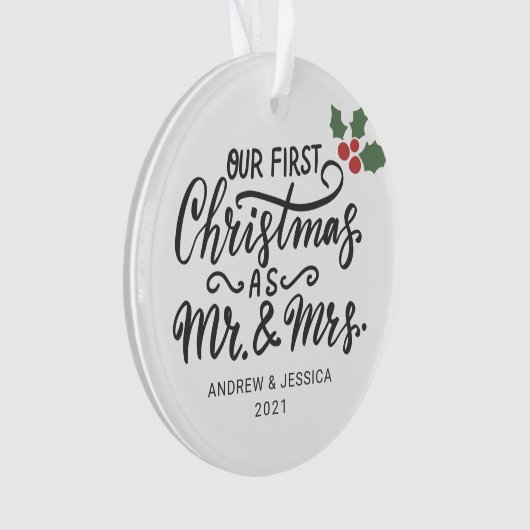 Eerste Kerstmis als Mr. & Mrs. - Script | Weddensc Ornament (voorkant)