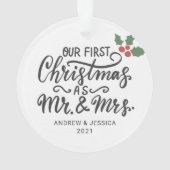 Eerste Kerstmis als Mr. & Mrs. - Script | Weddensc Ornament (achterkant)