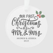 Eerste Kerstmis als Mr. & Mrs. - Script | Weddensc Ornament (voorkant)