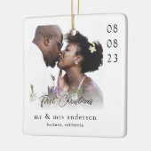 Eerste Kerstmis als Mr & Mrs Wedding Foto Keramisch Ornament (Links)