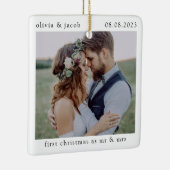Eerste Kerstmis als Mr & Mrs Wedding Photo Keepomw Keramisch Ornament (Rechts)