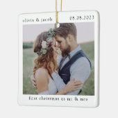Eerste Kerstmis als Mr & Mrs Wedding Photo Keepomw Keramisch Ornament (Links)
