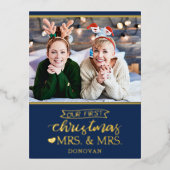 Eerste Kerstmis als mrs & mrs pasgetrouwden lgbtq  Folie Feestdagen Briefkaart (Voorkant)