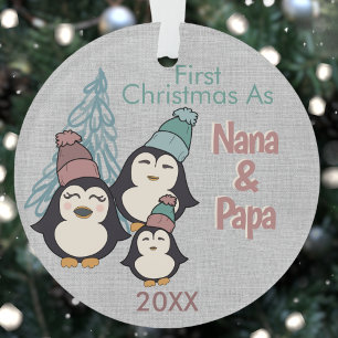 Eerste Kerstmis als Nana & Papa Schattige Penguin Ornament