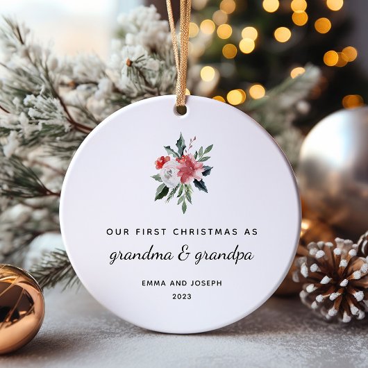 Eerste Kerstmis als oma en opa | Elegant Keramisch Ornament