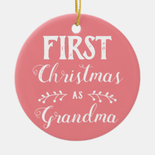 Eerste Kerstmis als Oma roze met baby's foto Keramisch Ornament