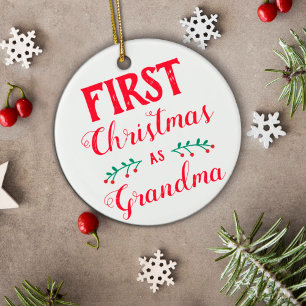 Eerste Kerstmis als oma wit met babyfoto Keramisch Ornament