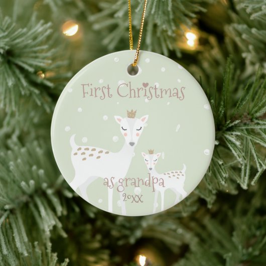 Eerste Kerstmis als opa - Cute Deer Keramisch Ornament (Boom)