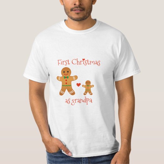 Eerste Kerstmis als opa - Gingerbrood Mannen T-shirt (Voorkant)