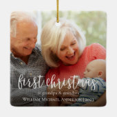 Eerste Kerstmis als Opa & Oma Baby Foto Keramisch Ornament (Achterkant)