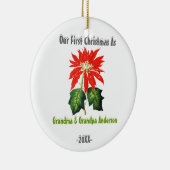 Eerste Kerstmis als opa opa Poinsettia Keramisch Ornament (Rechts)