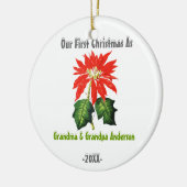 Eerste Kerstmis als opa opa Poinsettia Keramisch Ornament (Links)