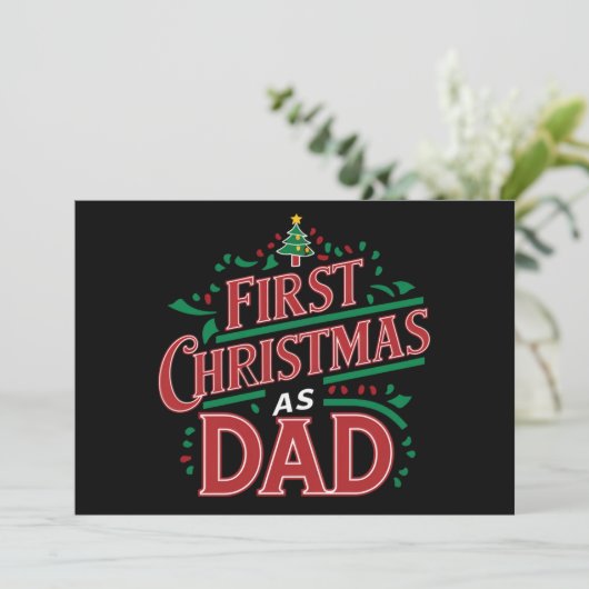 Eerste Kerstmis als pap bijpassend Kerstmis Feestdagenkaart (Staand voorkant)