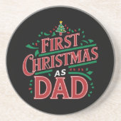 Eerste Kerstmis als pap bijpassend Kerstmis Zandsteen Onderzetter (Voorkant)