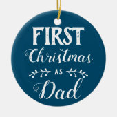 Eerste Kerstmis als pap blauw met baby's foto Keramisch Ornament (Voorkant)