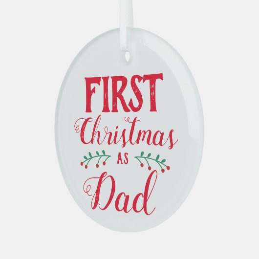 Eerste Kerstmis als pap rood wit Glas Ornament (Voorkant links)
