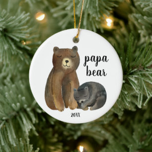Eerste Kerstmis als Papa Beer persoonlijke Waterve Keramisch Ornament