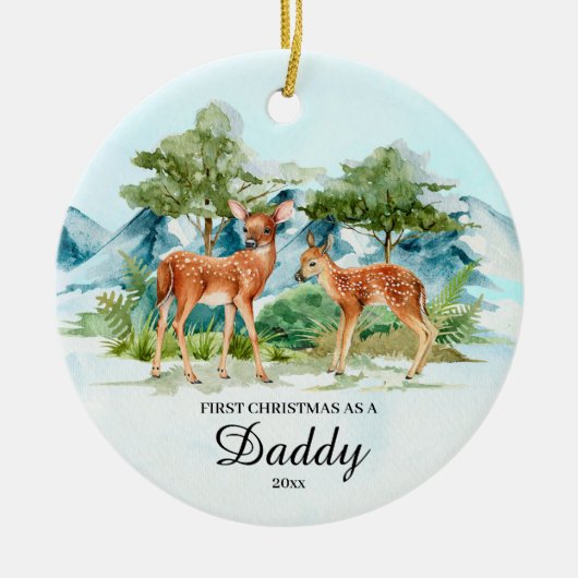 Eerste Kerstmis als papa Deer Keepaskerst Keramisch Ornament (Voorkant)
