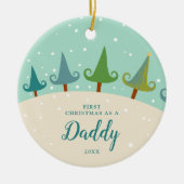 Eerste Kerstmis als papa gepersonaliseerd pijnbos Keramisch Ornament (Voorkant)