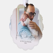 Eerste Kerstmis als papa Naam Jaar Foto Ornament Kaart (Links)