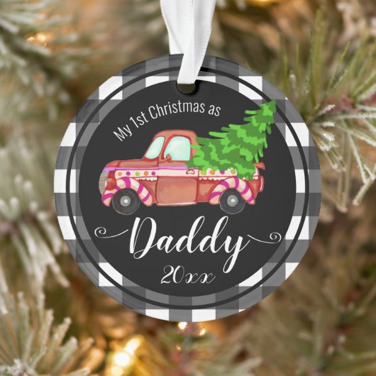 Eerste Kerstmis als papa Red Truck Ornament (Boom)