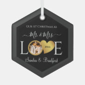 Eerste Kerstmis als Pas getrouwd Holiday Glas Ornament (Voorkant)