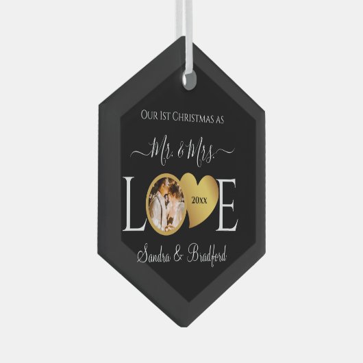 Eerste Kerstmis als Pas getrouwd Holiday Glas Ornament (Voorkant Rechts)