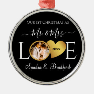 Eerste Kerstmis als Pas getrouwd Holiday Metalen Ornament