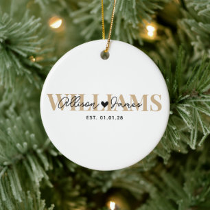 Eerste kerstmis als pasgetrouwd stel Op maat gem Keramisch Ornament