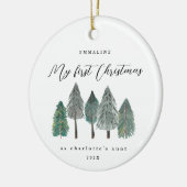 Eerste Kerstmis als tante Rustic Trees Keramisch Ornament (Links)