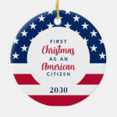 Eerste Kerstmis Amerikaanse burger Custom Patrioti Keramisch Ornament (Achterkant)
