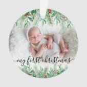 Eerste kerstmis baby Elegante foto Ornament (voorkant)