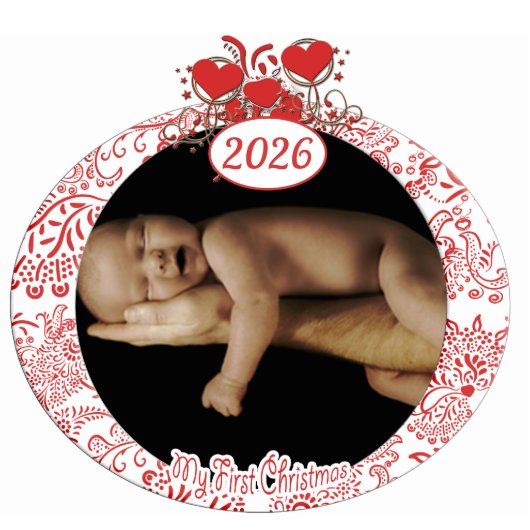 Eerste Kerstmis baby Fotobeeldje Ornament (Voorkant)