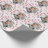 Eerste Kerstmis Baby Girl Persoonlijke foto 2022 Cadeaupapier (Hoek)