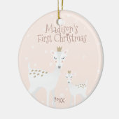 Eerste Kerstmis baby - Kute Deer - Roze Keramisch Ornament (Links)