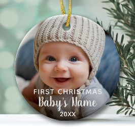 Eerste Kerstmis baby - Moderne kalligrafie Keramisch Ornament