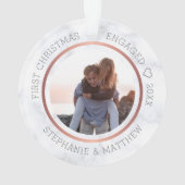 Eerste Kerstmis Betrokken Foto Elegant Marmer Ornament (achterkant)