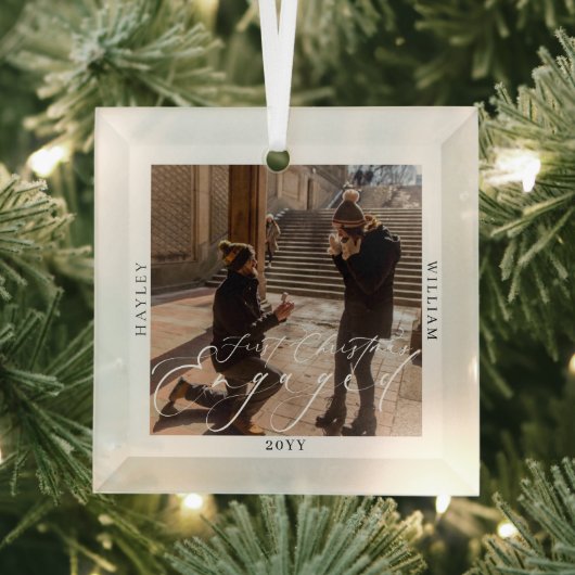 Eerste Kerstmis Betrokken Foto Glas Ornament (Insitu)