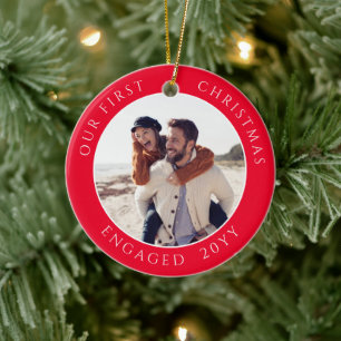 Eerste Kerstmis Betrokken Foto Keepsake Keramisch Ornament