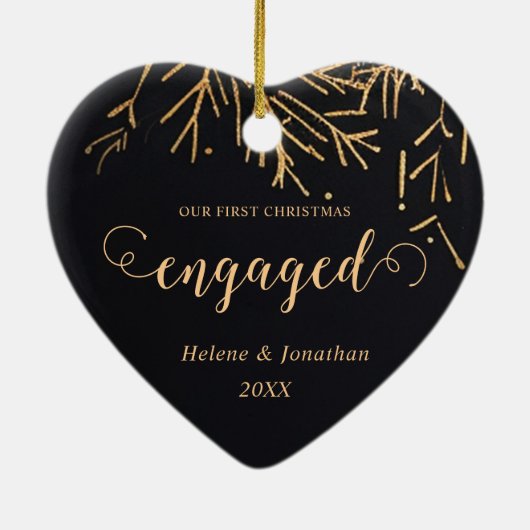 Eerste Kerstmis Betrokken Vakantie Zwart Goud Unie Keramisch Ornament (Achterkant)