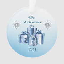 Eerste Kerstmis Blauwe & Zilveren baby jongen