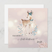 Eerste Kerstmis, Cute Deer Holiday (Voorkant / Achterkant)