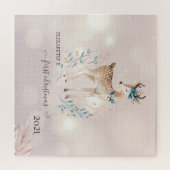 Eerste Kerstmis, Cute Deer Holiday Legpuzzel (Horizontaal)