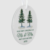 Eerste Kerstmis, de heer en mevrouw Waterverf Two  Ornament (voorkant)